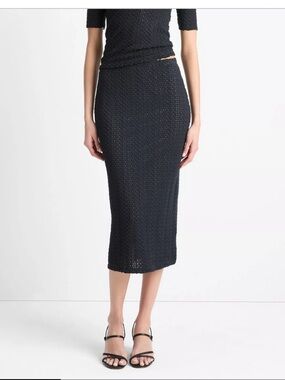 Vince floral smocked midi skirt black size S